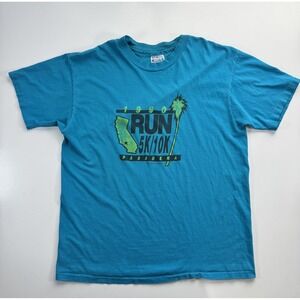 Vtg 1990 Run Pasadena 5K/10K‎ Tee Shirt Hanes XL Made in the USA Teal California